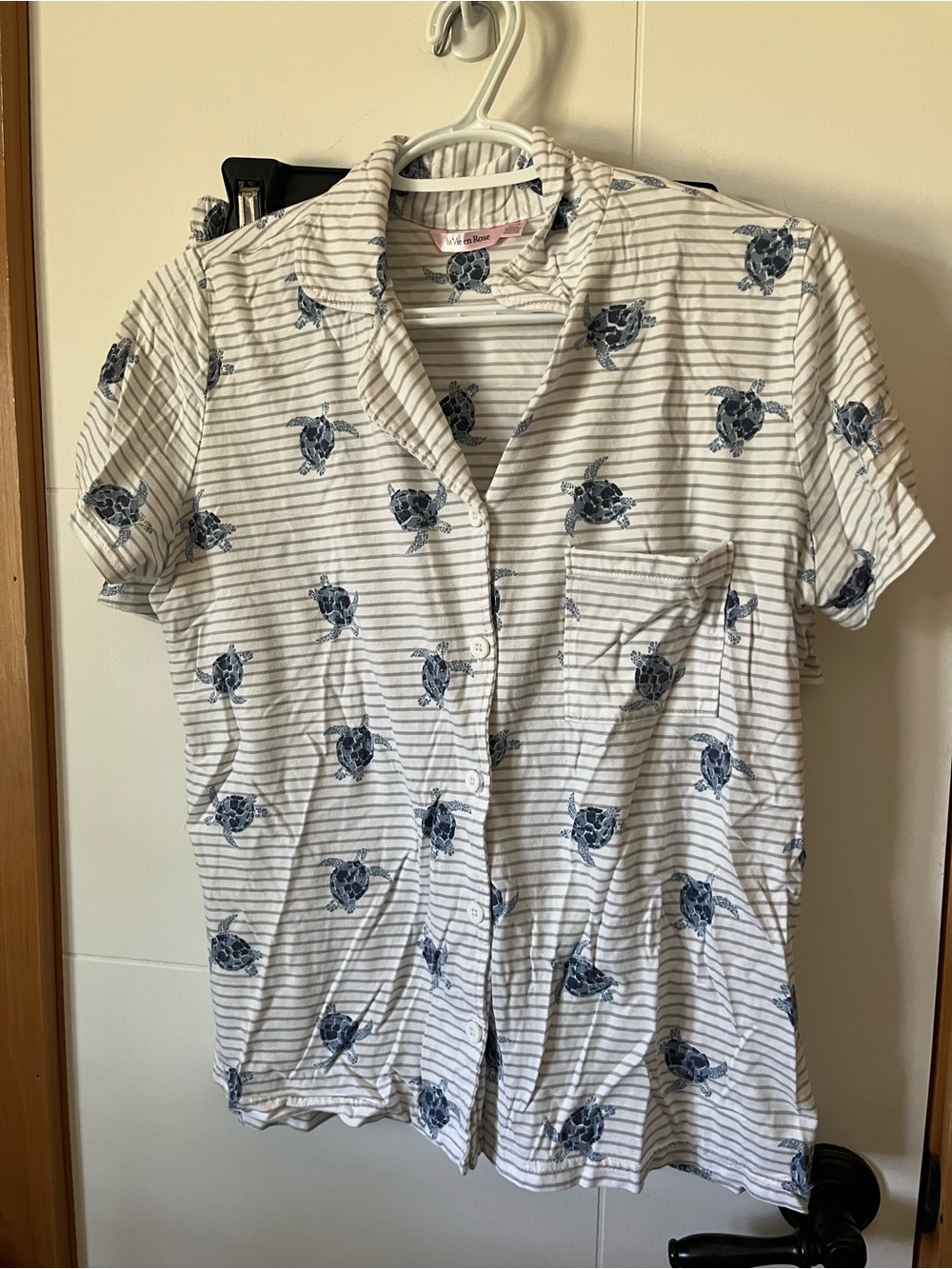 La Vie En Rose Short-Sleeve Button-Up Shirt and shorts